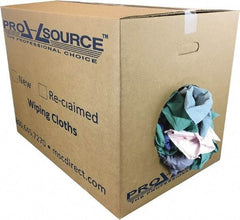 PRO-SOURCE - Reclaimed Poly/Cotton T-Shirt Rags - Assorted Colors, Poly/Cotton, Low Lint, 50 Lbs. at 4 to 6 per Pound, Box - Strong Tooling