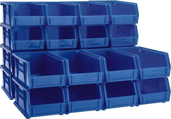 Akro-Mils - 10 Lb. Load Capacity, 7-3/8" Deep, Blue Polymer Hopper Stacking Bin - 3" High x 4-1/8" Wide x 7-3/8" Long - Strong Tooling