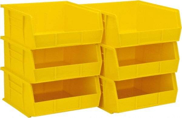 Akro-Mils - 50 Lb. Load Capacity, 10-7/8" Deep, Yellow Polymer Hopper Stacking Bin - 5" High x 11" Wide x 10-7/8" Long - Strong Tooling