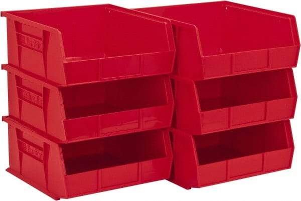 Akro-Mils - 50 Lb. Load Capacity, 10-7/8" Deep, Red Polymer Hopper Stacking Bin - 5" High x 11" Wide x 10-7/8" Long - Strong Tooling