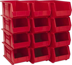 Akro-Mils - 60 Lb. Load Capacity, 14-3/4" Deep, Red Polymer Hopper Stacking Bin - 7" High x 8-1/4" Wide x 14-3/4" Long - Strong Tooling