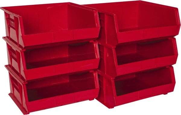 Akro-Mils - 75 Lb. Load Capacity, 14-3/4" Deep, Red Polymer Hopper Stacking Bin - 7" High x 16-1/2" Wide x 14-3/4" Long - Strong Tooling