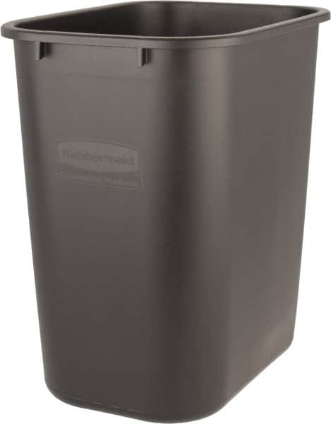 Rubbermaid - 28 Qt Black Rectangle Trash Can - Polyethylene, 15" High x 14-3/8" Long x 10-1/4" Wide - Strong Tooling