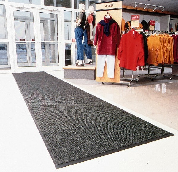 Entrance Mat: 60' Long, 3' Wide, Blended Yarn Surface Indoor, Heavy-Duty Traffic, Vinyl Base, Brown