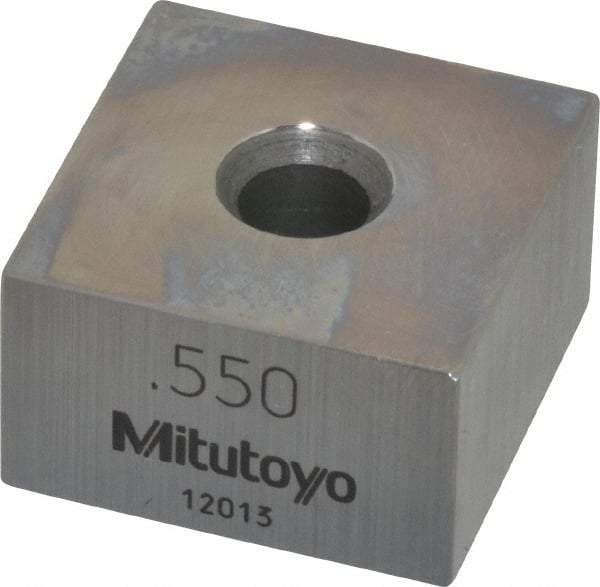 Mitutoyo - 0.55" Square Steel Gage Block - Accuracy Grade 0, Includes Certificate of Inspection - Strong Tooling