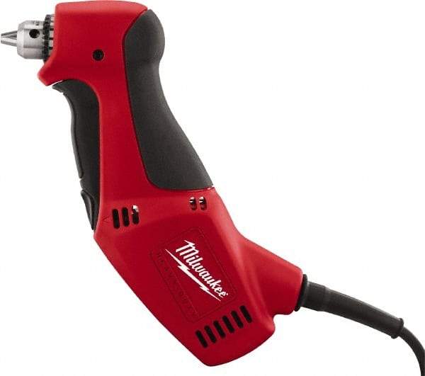 Milwaukee Tool - 3/8" Keyed Chuck, 1,300 RPM, Angled Handle Electric Drill - 3.5 Amps, 120 Volts, Reversible, Includes Chuck Key with Holder - Strong Tooling