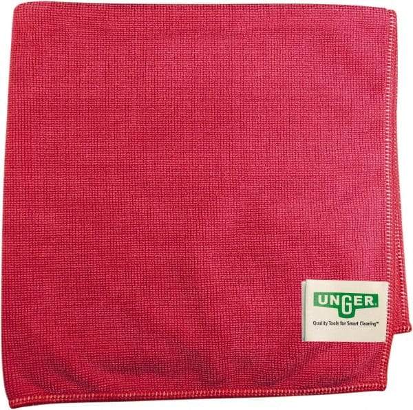 Unger - Flat Fold Microfiber Wipes - 16" x 15" Sheet Size, Red - Strong Tooling