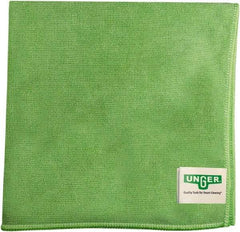 Unger - Flat Fold Microfiber Wipes - 16" x 15" Sheet Size, Green - Strong Tooling