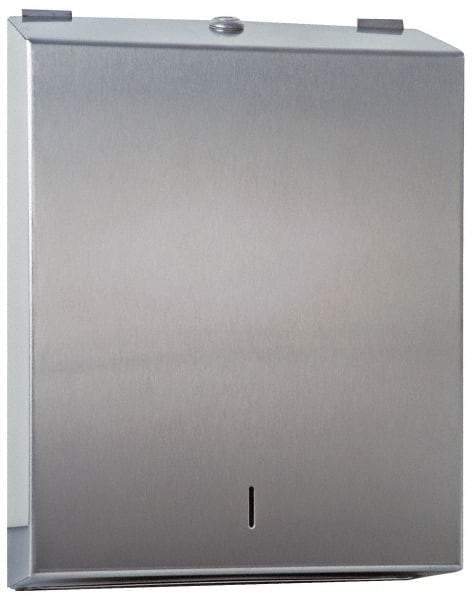 Made in USA - Manual, Stainless Steel Paper Towel Dispenser - 14-1/2" High x 11" Wide x 4" Deep, 2 Sleeves, Silver - Strong Tooling