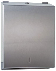 Made in USA - Manual, Stainless Steel Paper Towel Dispenser - 14-1/2" High x 11" Wide x 4" Deep, 2 Sleeves, Silver - Strong Tooling