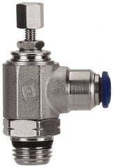 Value Collection - 3/8" Pipe, Angled Miniature Needle Valve - Buna Seal, Male x Push to Connect Ends, Nickel Plated Brass Valve, 145 Max psi - Strong Tooling