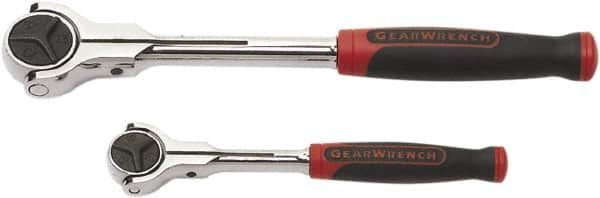 GearWrench - 1/4" & 3/8" Drive Thumbwheel Ratchet Set - Full Polish Chrome Finish, Various Lengths, 72 Gear Teeth, Cushion Grip Handle, Rotator Head - Strong Tooling