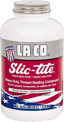 LA-CO - 1 Pt Brush Top Can White Thread Sealant - Paste with PTFE, 500°F Max Working Temp, For Metal, PVC, CPVC & ABS Plastic Pipe Threads - Strong Tooling