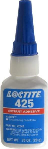 Loctite - 20gr. Bottle, Blue, Low Strength Liquid Threadlocker - Series 425, 24 hr Full Cure Time - Strong Tooling