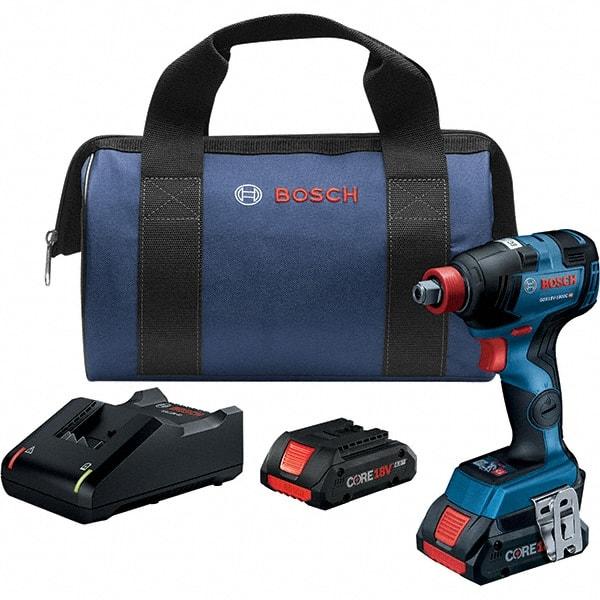 Bosch - 18 Volt, 1/4" Drive, 1,800 In/Lb Torque, Cordless Impact Driver - Pistol Grip Handle, 1100, 2300, 3400 RPM, 2 Lithium-Ion Batteries Included - Strong Tooling