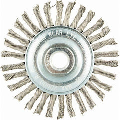 Norton - 4" OD, 5/8-11 Arbor Hole, Standard Twist Knot Stainless Steel Wheel Brush - Strong Tooling