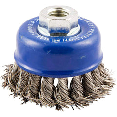 Norton - 2-3/4" Diam 5/8-11 Threaded Arbor Stainless Steel Fill Cup Brush - Strong Tooling