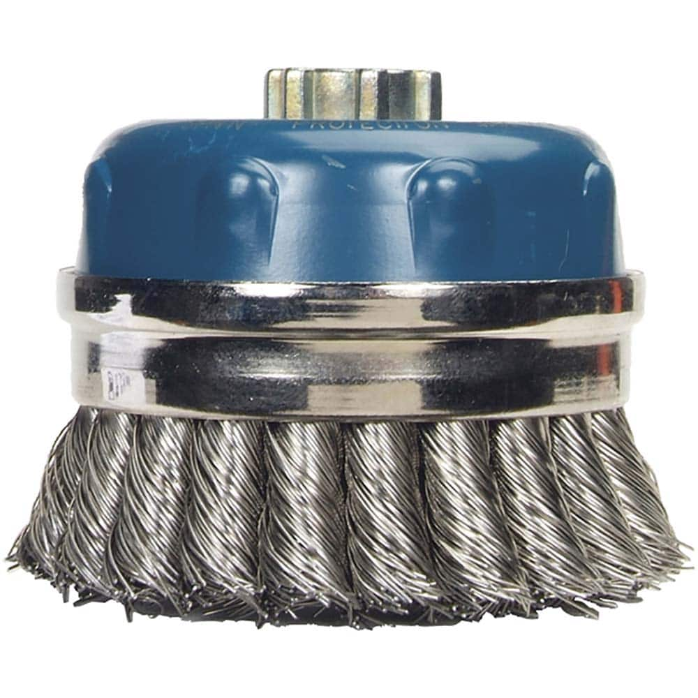 Norton - 4" Diam 5/8-11 Threaded Arbor Stainless Steel Fill Cup Brush - Strong Tooling