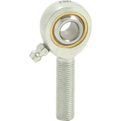 Tritan - 5/8" ID, 3-3/8" Max OD, 7,400 Lb Max Static Cap, Male Spherical Rod End - 5/8-18 RH, 3/4" Shank Diam, 1-5/8" Shank Length, Zinc Plated Carbon Steel with Sintered Oil Impregnated Bronze Raceway - Strong Tooling