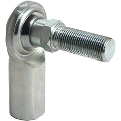 Tritan - 5/8" ID, 9,800 Lb Max Static Cap, Female Spherical Rod End - 5/8-18 UNF RH, 3/4" Shank Diam, 1-3/8" Shank Length, Zinc Plated Carbon Steel with PTFE Lined Chrome Steel Raceway - Strong Tooling