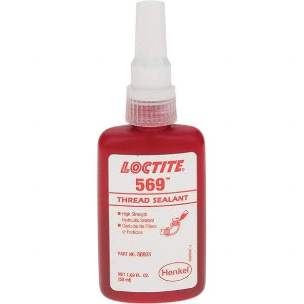 Loctite - 50 mL Bottle, Red Low Strength Threadlocker - Series 569 - Strong Tooling