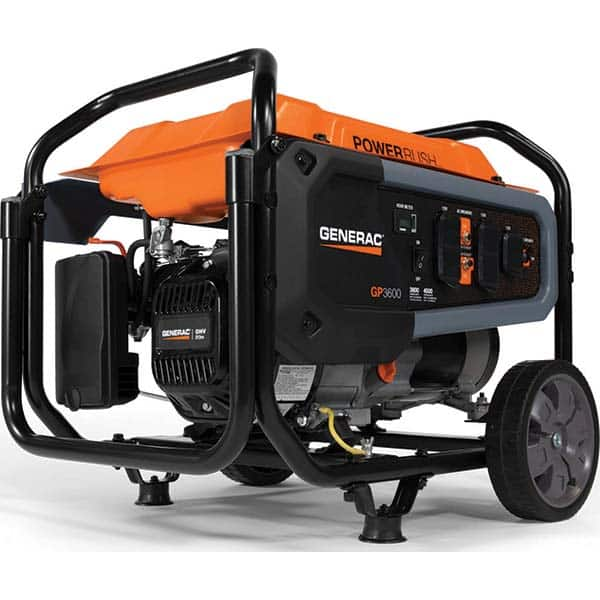 Portable Power Generators; Fuel Type: Gasoline; Starting Method: Recoil; Wattage (kW): 3.6; Engine Size (cc): 212; Receptacle Type: (2) 120V 20A 5-20R; (1) 120V 30A L5-30R; Amperage: 30 A; Overall Length: 24 in; Fuel Tank Capacity: 3.70 gal (US); Engine T