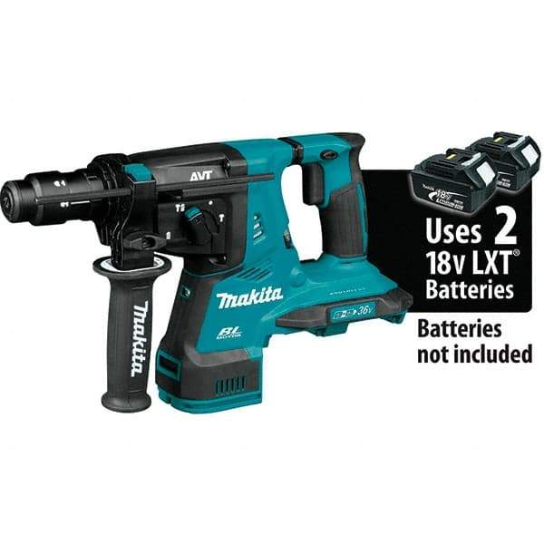 Makita - 36 Volt 1-1/8" SDS Plus Chuck Cordless Rotary Hammer - 5000 BPM, 0 to 980 RPM, Reversible - Strong Tooling