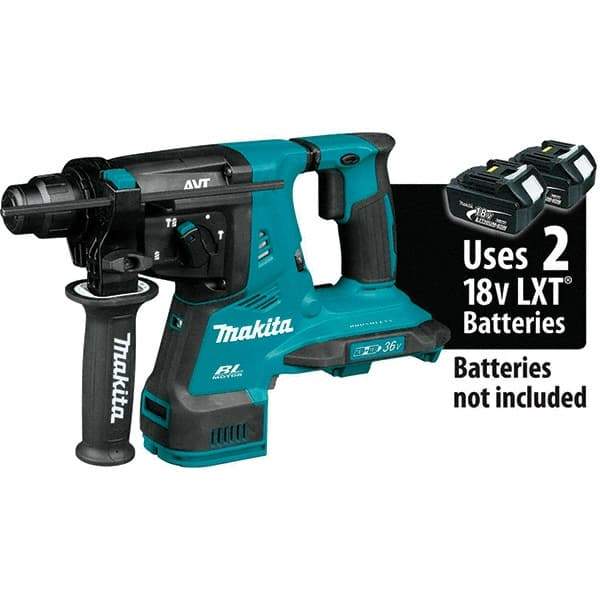 Makita - 36 Volt 1-1/8" SDS Plus Chuck Cordless Rotary Hammer - 5000 BPM, 0 to 980 RPM, Reversible - Strong Tooling