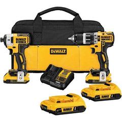 DeWALT - 20 Volt Cordless Tool Combination Kit - Includes 1/2" Brushless Hammer Drill & 1/4" 3-Speed Brushless Impact Driver, Lithium-Ion Battery Included - Strong Tooling