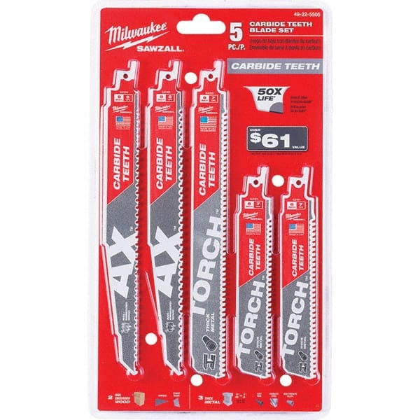 Milwaukee Tool - Reciprocating Saw Blade Sets Blade Material: Bi-Metal Minimum Blade Length (Inch): 6 - Strong Tooling