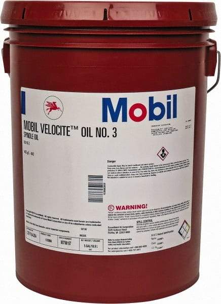 Mobil - 5 Gal Pail Mineral Spindle Oil - ISO 2, 2.1 cSt at 40°C & 0.95 cSt at 100°C - Strong Tooling