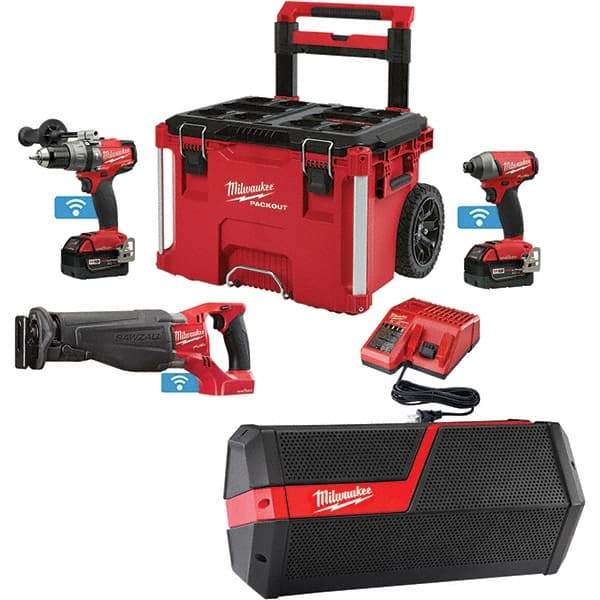 Milwaukee Tool - 18 Volt Cordless Tool Combination Kit - Includes 1/2" Brushless Hammer Drill/Driver, Compact Reciprocating Saw & 1/4" Hex Impact Driver, Lithium-Ion Battery Included - Strong Tooling