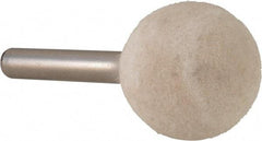 Value Collection - 1" Diam, 1/4" Shank Diam, Ball Shaped Mounted Bob - Rock Hard Density, 1" Head Length, 2" Shank Length, Wool Felt - Strong Tooling