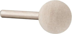 Value Collection - 1" Diam, 1/4" Shank Diam, Ball Shaped Mounted Bob - Medium Density, 1" Head Length, 2" Shank Length, Wool Felt - Strong Tooling