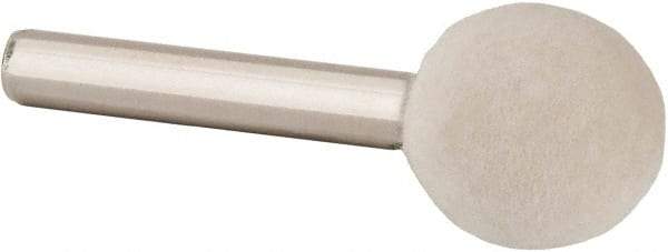 Value Collection - 3/4" Diam, 1/4" Shank Diam, Ball Shaped Mounted Bob - Hard Density, 3/4" Head Length, 2" Shank Length, Wool Felt - Strong Tooling