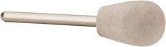 Value Collection - 1/2" Diam, 1/8" Shank Diam, Olive Shaped Mounted Bob - Hard Density, 3/4" Head Length, 2" Shank Length, Wool Felt - Strong Tooling