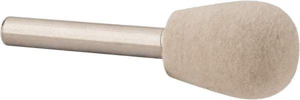 Value Collection - 3/4" Diam, 1/4" Shank Diam, Olive Shaped Mounted Bob - Medium Density, 1" Head Length, 2" Shank Length, Wool Felt - Strong Tooling