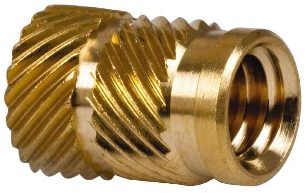 E-Z LOK - 5/16" Drill, 1/4 20 UNC, 0.341" Diam, Brass Headed Heat Installed Threaded Insert - 0.315" Hole, 0.341" OAL x 0.053" High, 3/8" Head Diam - Strong Tooling