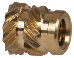 E-Z LOK - 1/8" Drill, 2 56 UNC, 0.141" Diam, Brass Unheaded Heat Installed Threaded Insert - 1/8" Hole, 0.157" OAL - Strong Tooling