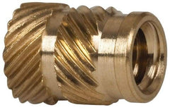 E-Z LOK - 1/4" Drill, 10 24 UNC, 0.278" Diam, Brass Unheaded Heat Installed Threaded Insert - 1/4" Hole, 3/8" OAL - Strong Tooling