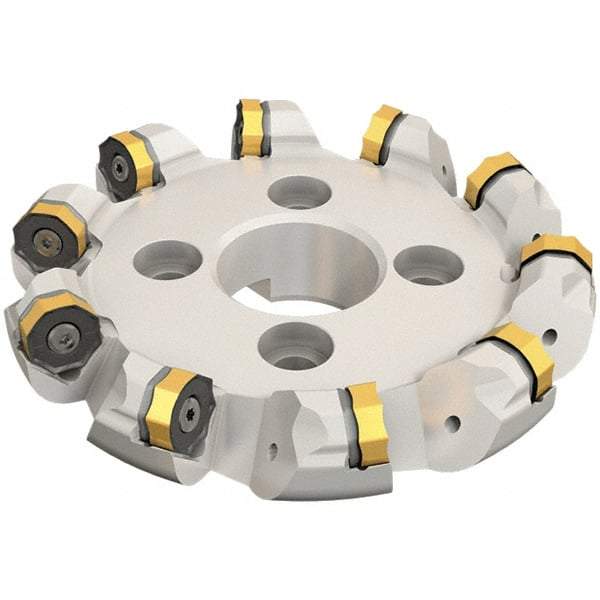 Iscar - 8.96" Cut Diam, 2-1/2" Arbor Hole, 0.28" Max Depth of Cut, 45° Indexable Chamfer & Angle Face Mill - 10 Inserts, ONMU 1008\xB6S845 SNMU 2608 Insert, Right Hand Cut, 10 Flutes, Series Helido - Strong Tooling