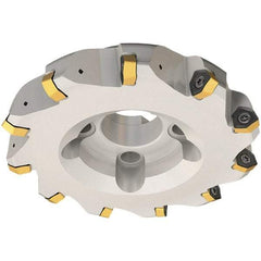 Iscar - 50mm Cut Diam, 22mm Arbor Hole, 3.5mm Max Depth of Cut, 30° Indexable Chamfer & Angle Face Mill - 4 Inserts, H600 WXCU 08 Insert, Right Hand Cut, 4 Flutes, Through Coolant, Series Helido - Strong Tooling