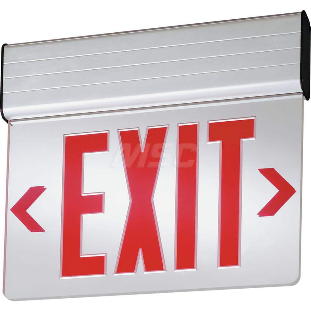 Combination Exit Signs; Mounting Type: Surface Mount; Wall Mount; Number of Faces: 1; Lamp Type: LED; Number of Heads: 0; Battery Type: Nickel Cadmium; Voltage: 120/277; Housing Color: Gray; Letter Color: Red; Includes: Mounting Hardware; Includes: Mounti