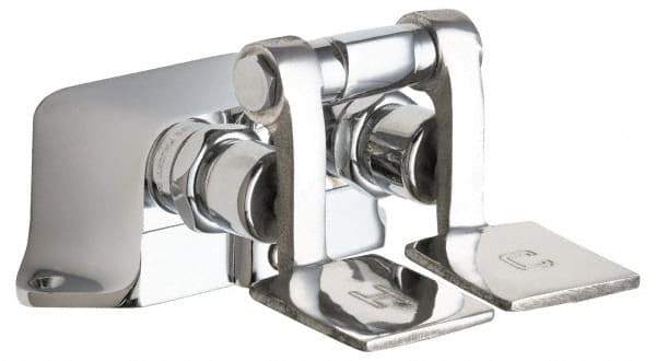 Chicago Faucets - No Spout, Self Closing Cartridges Design, Rough Chrome, Floor Mounted, Floor Mounted Faucet with Short Pedals - Pedal Handle - Strong Tooling