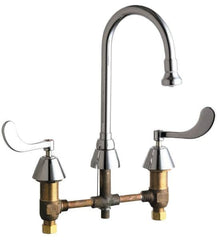 Chicago Faucets - Wrist Blade Handle, Wide Spread Bathroom Faucet - Two Handle, No Drain, Gooseneck Spout - Strong Tooling