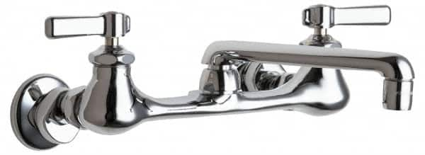 Chicago Faucets - Wall Mount, Swing Spout Service Sink Faucet - Two Handle, Lever Handle, 6 Cast Spout, No Drain - Strong Tooling