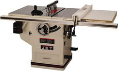 Jet - 10" Blade Diam, 5/8" Arbor Diam, 1 Phase Table Saw - 5 hp, 65" Wide x 36" Deep x 38" High, 230 Volt, 3" Cutting Depth - Strong Tooling