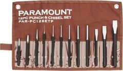 Paramount - 12 Piece Punch & Chisel Set - 3/8 to 5/8" Chisel, 1/16 to 3/8" Punch, Hexagon Shank - Strong Tooling