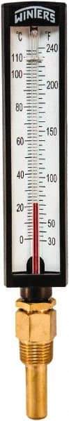 Winters - 30 to 240°F, Industrial Thermometer with Standard Thermowell - 2 Inch Immersion Length, 1.825 Inch Stem Length, 10 Inch Long, 1/2 Inch Thread - Strong Tooling