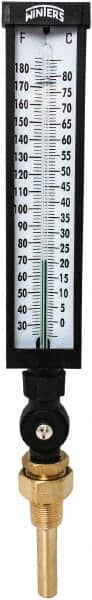 Winters - 30 to 180°F, Industrial Thermometer with Standard Thermowell - 3 Inch Immersion Length, 3-1/2 Inch Stem Length, 17 Inch Long, 3/4 Inch Thread - Strong Tooling